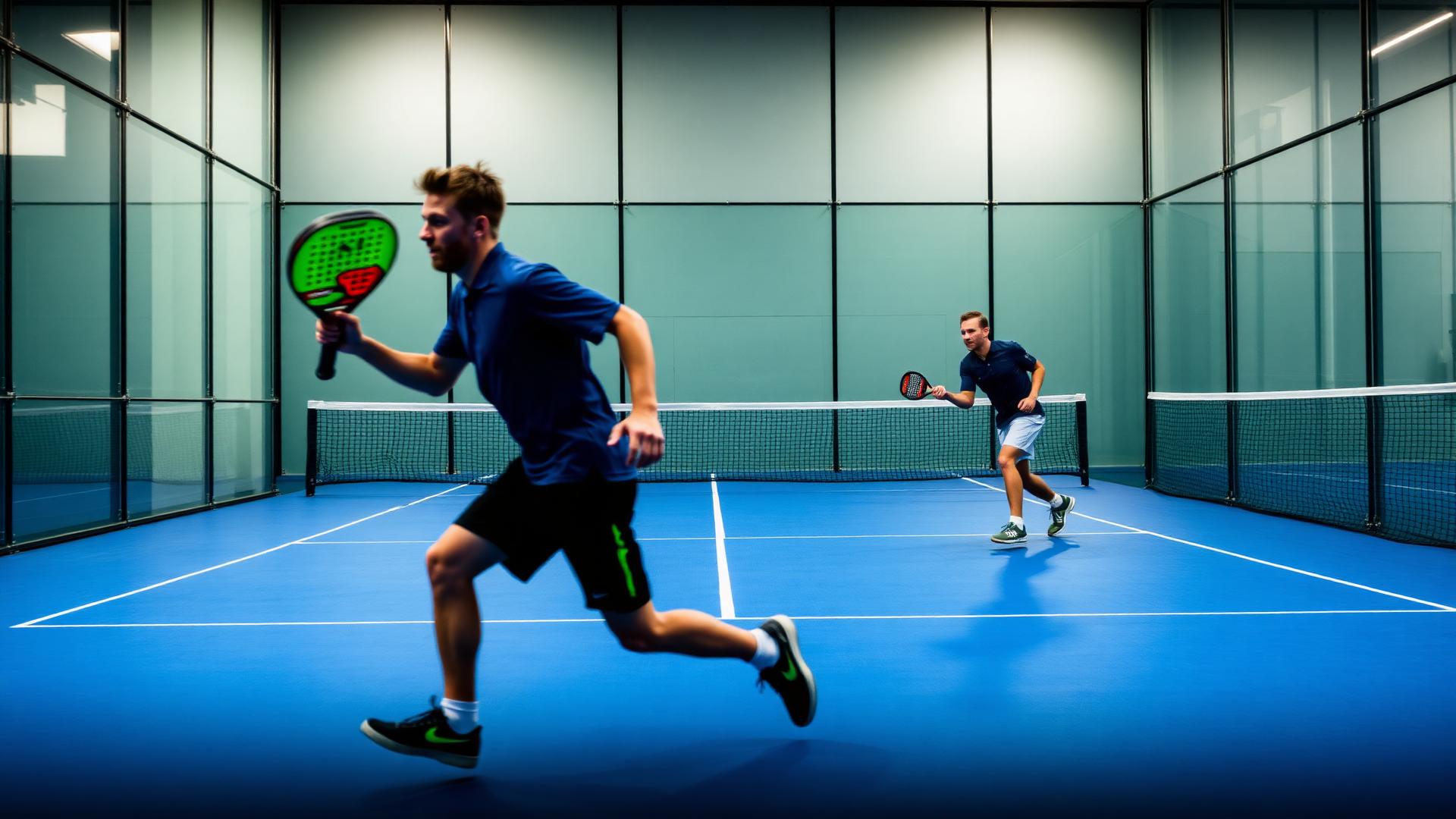 Padelspelers in actie op een indoorbaan van Padel Club Breda